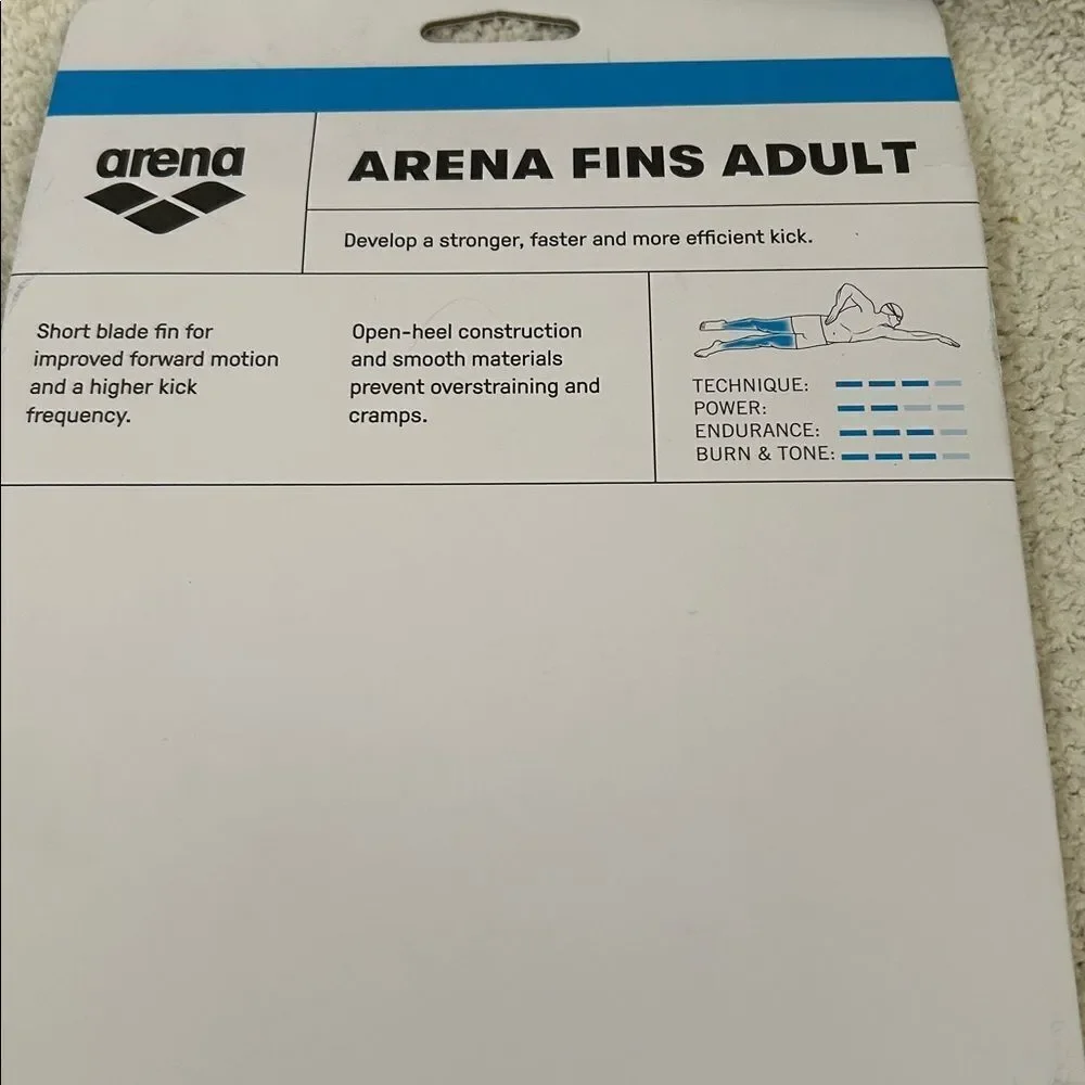ARENA TRAINING SWIM FIN Men, Lime, NWT display pair